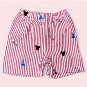 Mickey Mouse embroidered Striped Red and White Kids Shorts